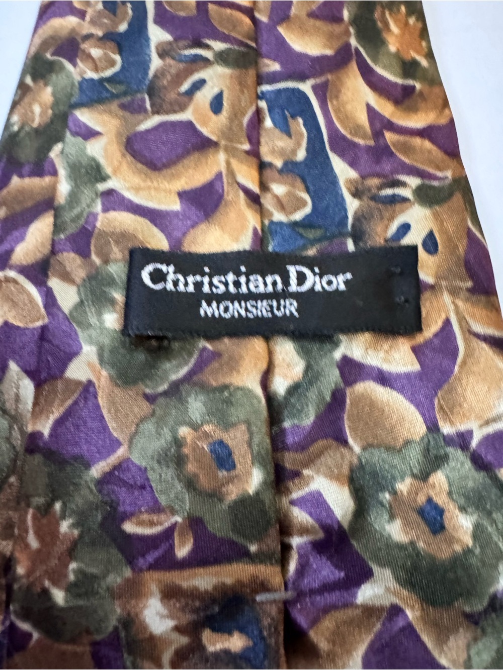 Dior Floral Silk Tie - Purple, Gold, Olive